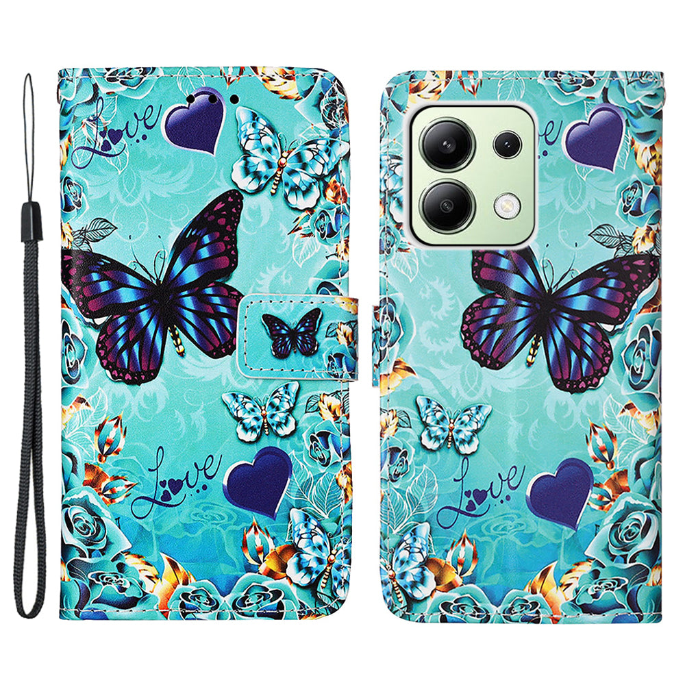 YB Pattern Printing Leather Series-4 for Xiaomi Redmi Note 13 4G Phone Case with Hand Strap YB Pattern Printing Leather Series-4 for Xiaomi Redmi Note 13 4G Phone Case with Hand Strap